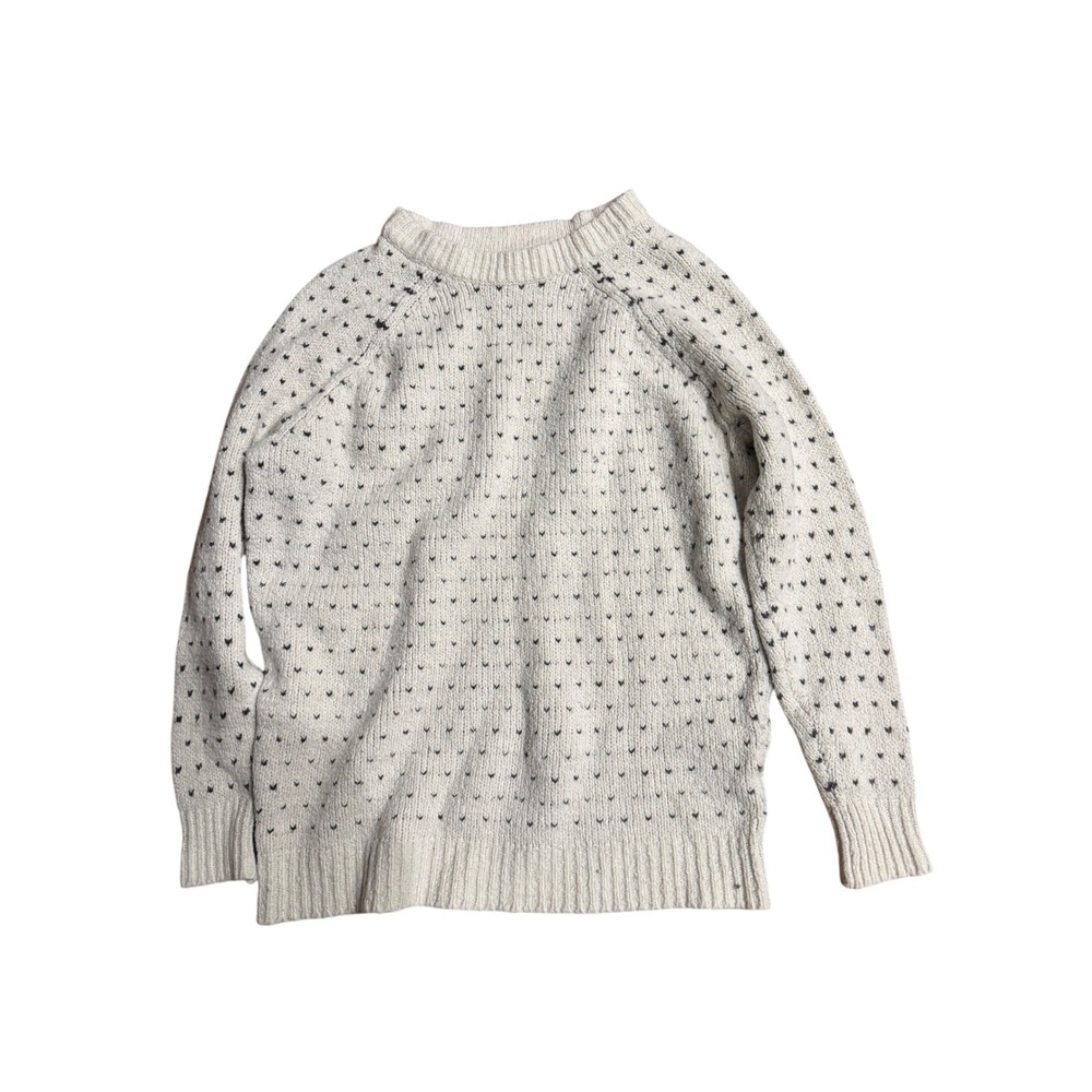 Aerie Womens Cream Black Dotted Knit Crewneck Raglan Pullover Sweater Size‎ S